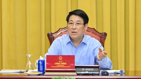Chủ tịch nước Lương Cường làm việc với các cơ quan về công tác chuẩn bị cho Lễ mở ký Công ước Hà Nội