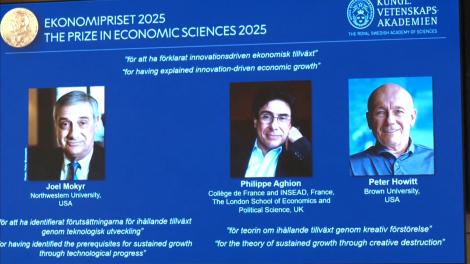 Ba nhà kinh tế Joel Mokyr, Philippe Aghion và Peter Howitt giành Giải Nobel Kinh tế 2025
