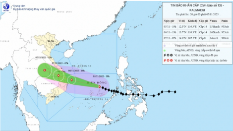Bão số 13 di chuyển nhanh, cách đảo Song Tử Tây khoảng 240km