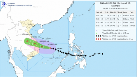 Bão số 13 mạnh cấp 14, giật cấp 17, chiều tối nay áp sát đất liền