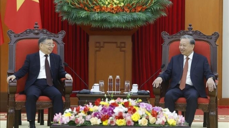 Tổng Bí thư Tô Lâm tiếp Trưởng Ban Tuyên truyền Trung ương Đảng CS Trung Quốc