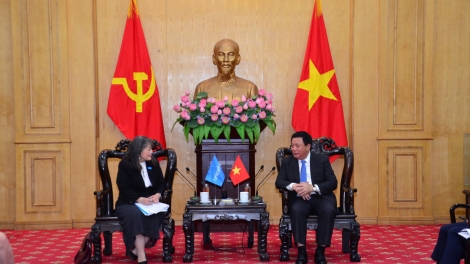 Ông Nguyễn Xuân Thắng tiếp Giám đốc UNICEF khu vực Đông Á và Thái Bình Dương và Đại sứ Ấn Độ