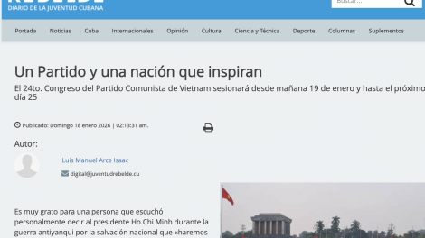 Tờ “Tuổi trẻ cách mạng” của Cuba đưa bài bình luận về Đại hội XIV