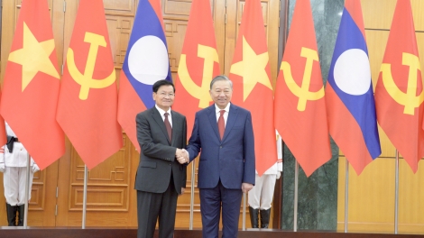 Tổng Bí thư Tô Lâm chủ trì lễ đón Tổng Bí thư, Chủ tịch nước Lào thăm cấp Nhà nước tới Việt Nam
