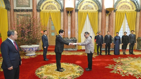 Chủ tịch nước Lương Cường tiếp các Đại sứ trình Quốc thư