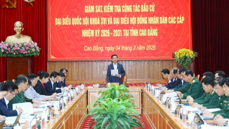 Đại tướng Phan Văn Giang kiểm tra công tác bầu cử tại tỉnh Cao Bằng