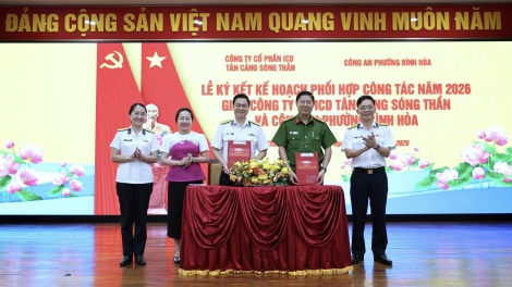 ICD Tân Cảng Sóng Thần ký kế hoạch phối hợp với Công an Phường Bình Hòa