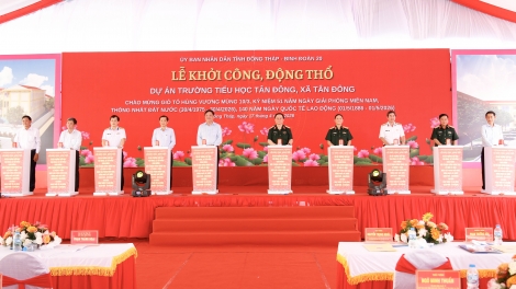 Đại tướng Nguyễn Trọng Nghĩa dự khởi công xây dựng Trường Tiểu học Tân Đông, tỉnh Đồng Tháp