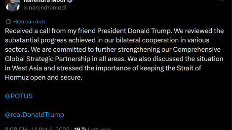 Lãnh đạo Mỹ - Ấn Độ điện đàm, bàn về các “thỏa thuận lớn” và Hormuz