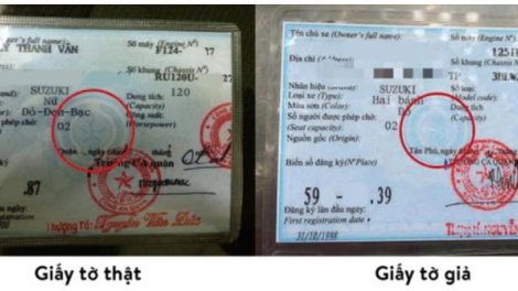 Cảnh giác giấy tờ giả trong mua bán, sang tên phương tiện
