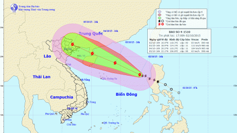 Tin bão trên biển Đông (Cơn bão số 4) lúc 18h00 ngày 02/10/2015
