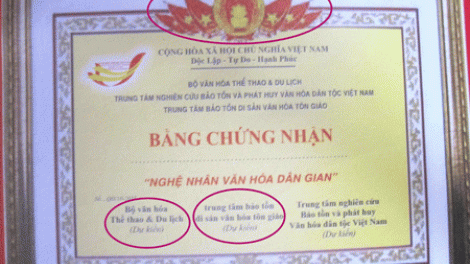 Bộ Văn hóa, Thể thao và Du lịch khẳng định không tham gia đồng tổ chức Lễ vinh danh và cấp bằng công nhận “nghệ nhân văn hoa dân gian” (Thời sự đêm 27/11/2015)