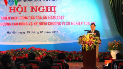 Thời sự chiều ngày 19/01/2015: Chủ tịch nước Trương Tấn Sang dự hội nghị triển khai công tác của ngành Tòa án trong năm 2015.