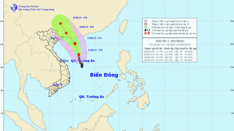 Tin về cơn bão số 1 lúc 09h30 ngày 22/6/2015