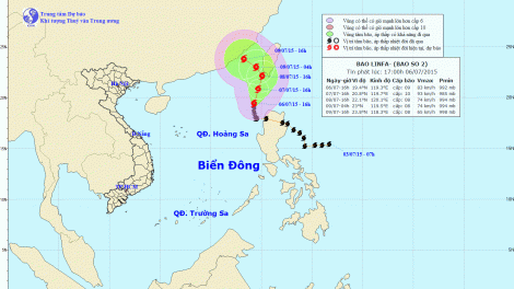 Tin về cơn bão số 2 lúc 16h00 ngày 06/7/2015