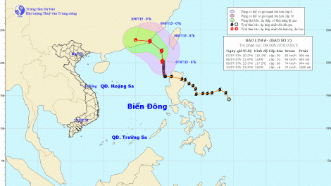 Tin về cơn bão số 2 lúc 10h00 ngày 07/7/2015