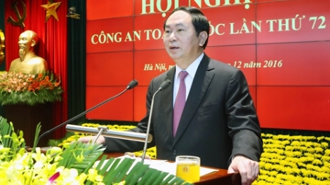 Chủ tịch nước Trần Đại Quang nói chuyện thân mật với các đại biểu dự Hội nghị Công an toàn quốc lần thứ 72. (Thời sự chiều 27/12/2016)