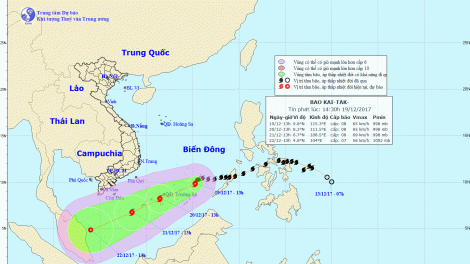 Bão số 15 đổ bộ vào Biển Đông, cách đảo Song Tử Tây 180 km về phía Đông Nam  (Thời sự trưa 19/12/2017)