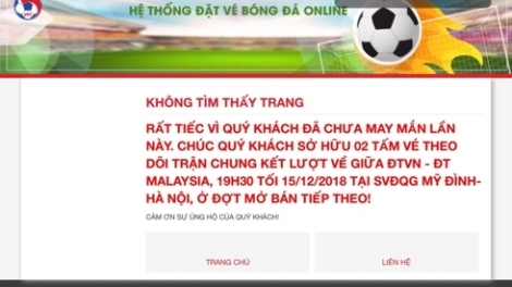 Sập mạng ngay sau khi Liên đoàn Bóng đá Việt Nam mở bán vé online trận chung kết bóng đá lượt về AFF Cup 2018 giữa Việt Nam và Malaysia (Thời sự trưa 10/12/2018)