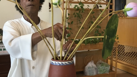 Nghệ nhân đầu tiên phục hồi hoa sen giấy Thanh Tiên (29/8/2018)