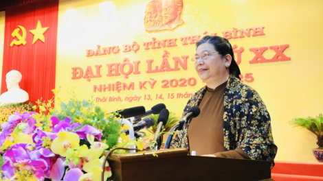 Ủy viên Bộ Chính trị, Phó Chủ tịch Thường trực Quốc hội Tòng Thị Phóng dự Đại hội Đảng bộ tỉnh Thái Bình (14/10/2020)