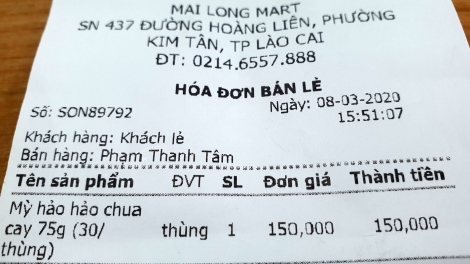 Trục lợi 700 nghìn đồng từ bán mì tôm, siêu thị ở Lào Cai bị phạt 20 triệu đồng (14/3/2020)