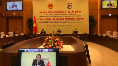 Phó Chủ tịch Quốc hội Trần Thanh Mẫn dự hội nghị đối tác Nghị viện Á-Âu lần thứ 11 (16/11/2021)