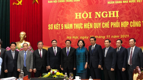 Hội nghị sơ kết quy chế phối hợp giữa Ban Nội chính Trung ương và Ngân hàng Nhà nước (25/11/2021)