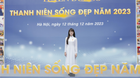 Nguyễn Nam Bảo Ngọc, một trong 20 gương mặt “Thanh niên sống đẹp năm 2023” do Trung ương Hội liên hiệp thanh niên VN trao tặng (19/12/2023)