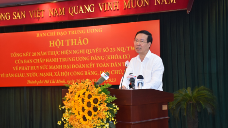 Đồng chí Võ Văn Thưởng dự Tổng kết 20 năm thực hiện Nghị quyết số 23 (24/2/2023)