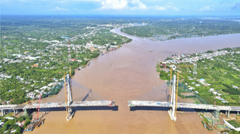 Cầu Mỹ Thuận 2 trước ngày hợp long (20/8/2023)