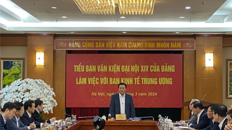 Tiểu ban Văn kiện Đại hội 14 làm việc với Ban Kinh tế Trung ương (08/3/2024)