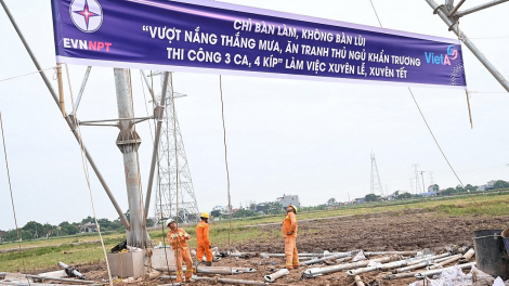 Thấm đẫm mồ hôi NLĐ trên công trình đường dây 500kV mạch 3 Quảng Trạch - Phố Nối (19/06/2024)