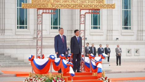 Lễ đón chính thức Chủ tịch nước Tô Lâm thăm cấp Nhà nước tới CHDCND Lào (11/7/2024)