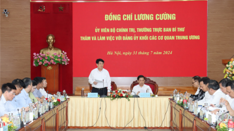 Thường trực Ban Bí thư làm việc với Đảng uỷ Khối các cơ quan Trung ương (31/7/2024)