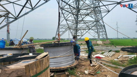 Trên công trường Dự án Đường dây 500kV mạch 3 cung đoạn NMNĐ Nam Định I - Phố Nối trước ngày đóng điện (18/08/2024)