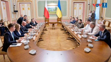 Tổng thống Ba Lan và Thủ tướng Litva hội đàm với Tổng thống Ukraine (25/8/2024)