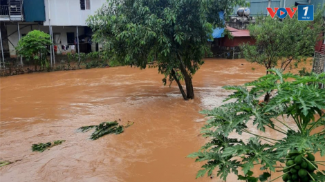 Cao Bằng: Nhiều ngôi nhà bị lũ tràn vào do mưa lớn (11/8/2024)