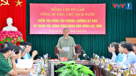 Tổng Bí thư, Chủ tịch nước Tô Lâm về thăm động viên và chỉ đạo công tác khắc phục bão số 3 tại Tuyên Quang (12/9/2024)