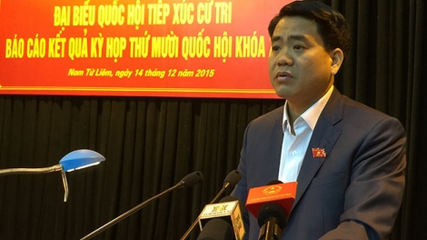 Cử tri thành phố Hà Nội nêu 32 vấn đề bức xúc của thành phố với tân
Chủ tịch Ủy ban nhân dân thành phố Hà Nội Nguyễn Đức Chung. (Thời sự chiều 14/12/2015)