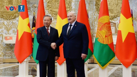 Lễ đón chính thức Tổng Bí thư Tô Lâm thăm cấp nhà nước Belarus