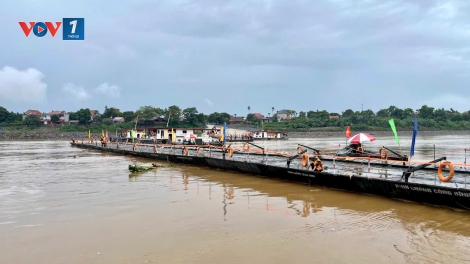 Nối lại hoạt động cầu phao Phong Châu sau cơn bão số 3