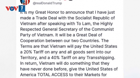 Tổng thống Donald Trump thông báo đạt thỏa thuận thương mại với Việt Nam