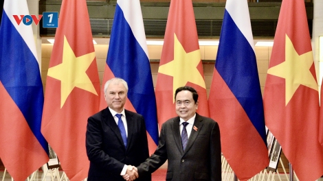 Chủ tịch Quốc hội Trần Thanh Mẫn chủ trì Lễ đón Chủ tịch Duma Quốc gia Quốc hội Liên bang Nga