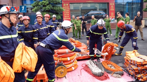 Lực lượng công an xuất quân thực hiện nhiệm vụ cứu nạn, cứu hộ tại Tuyên Quang (01/10)