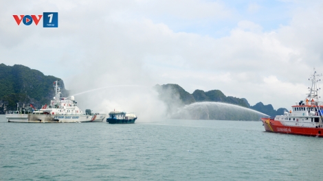 Vùng Cảnh sát biển 1 phối hợp luyện tập tìm kiếm, cứu hộ cứu nạn trên biển