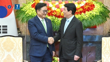 Chủ tịch nước Lương Cường hội kiến Chủ tịch Quốc hội Hàn Quốc Woo Won Shik