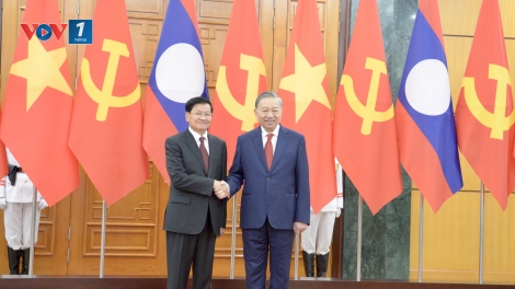 Tổng Bí thư Tô Lâm chủ trì lễ đón Tổng Bí thư, Chủ tịch nước Lào thăm cấp Nhà nước tới Việt Nam