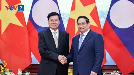 Thủ tướng Phạm Minh Chính hội kiến với Tổng bí thư, Chủ tịch nước Lào Thongloun Sisoulith