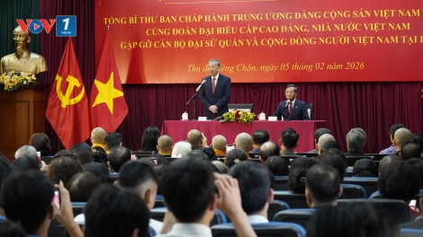 Thời sự 21h30 5/2/2026: Tổng Bí thư gặp gỡ cán bộ Đại sứ quán và cộng đồng người Việt Nam tại Lào